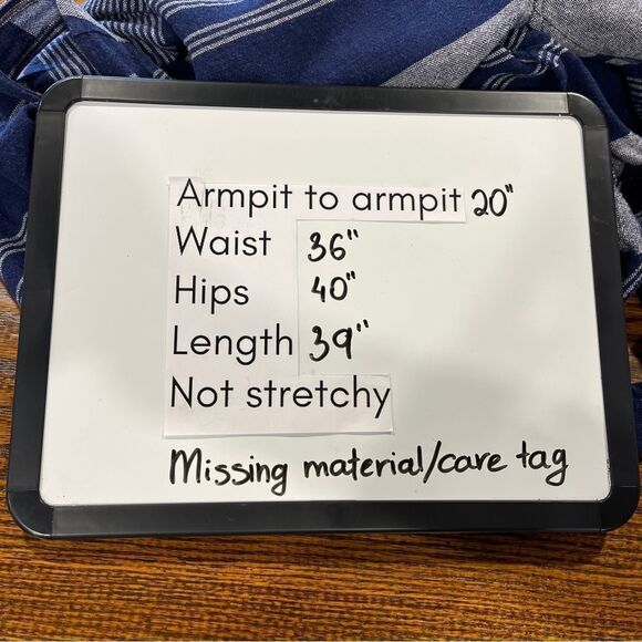 Loft Striped Navy and Gray Sleeveless casual v-neck Dress - Picture 7 of 10